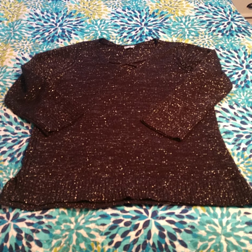 Avenue Black & Silver Sparkle Sweater 18